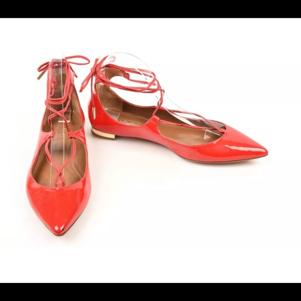 Aquazzura Christy lipstick red patent shoes 37